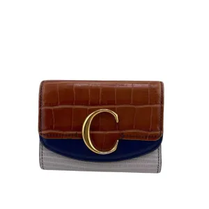 Chlo Navy Leather Wallet (Tri-Fold) (Pre-Owned)