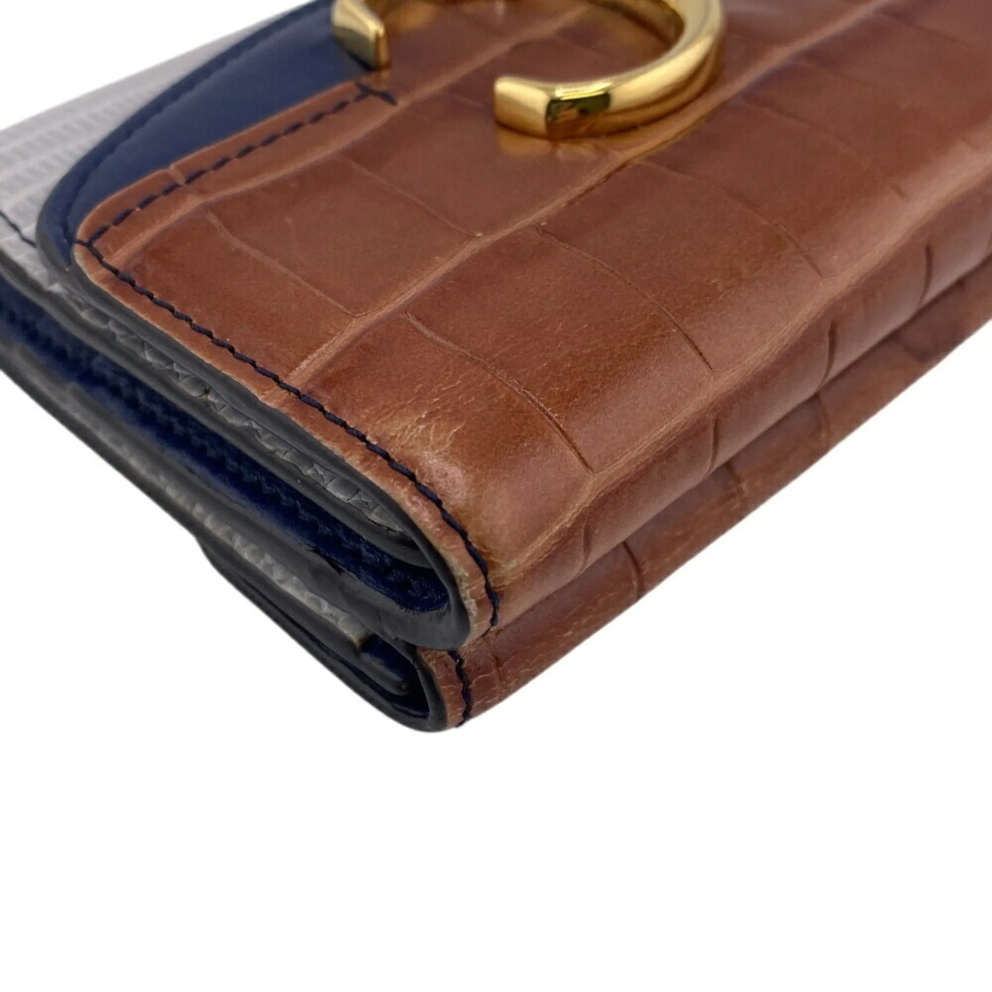 Chlo Navy Leather Wallet (Tri-Fold) (Pre-Owned)