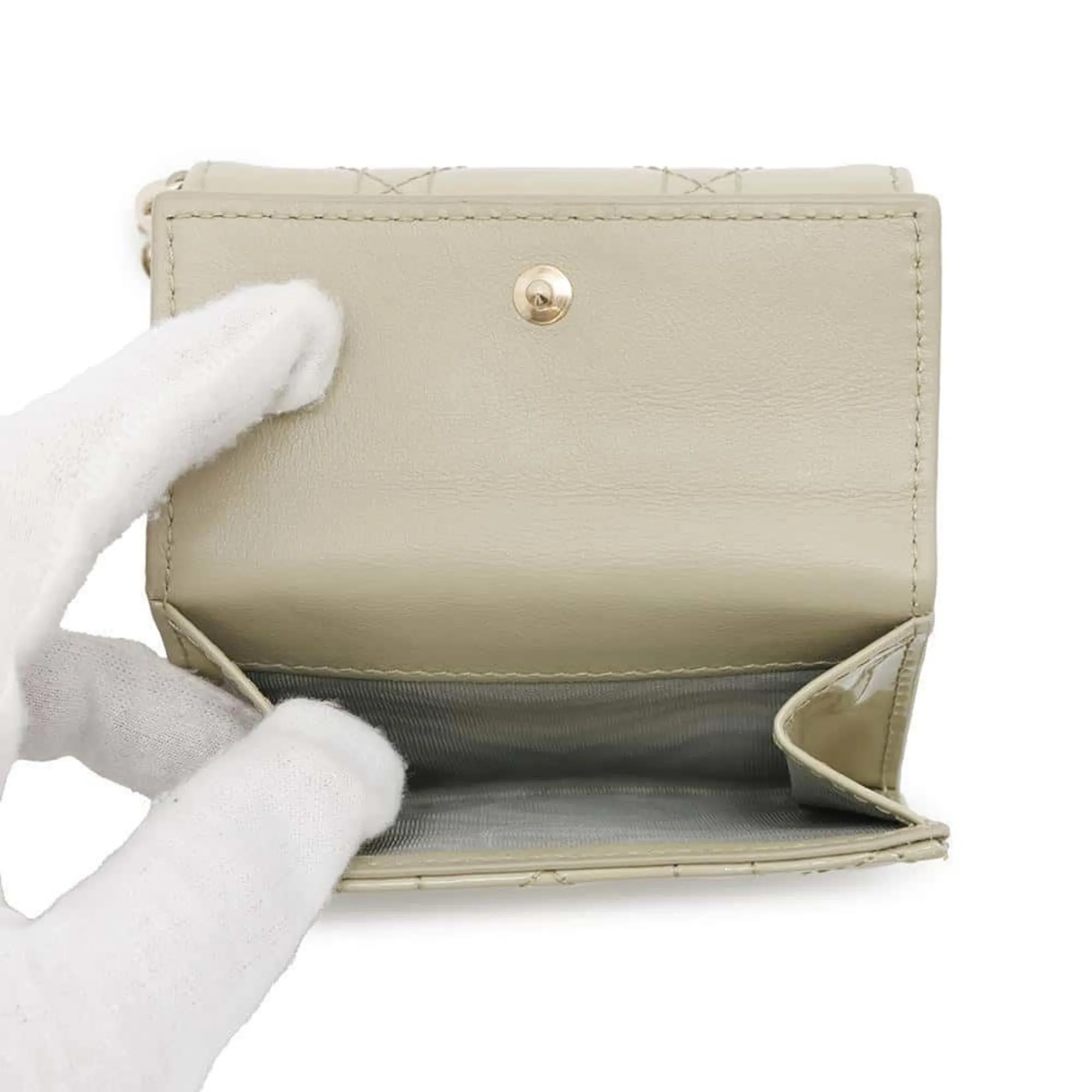 Christian Dior Lady Dior Patent Leather Wallet (Tri-Fold) (Pre-Owned)