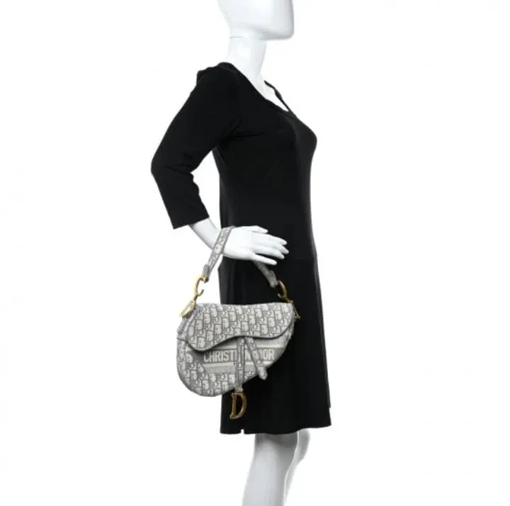 Christian Dior  Oblique Embroidered Saddle Bag
