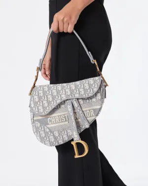 Christian Dior  Oblique Embroidered Saddle Bag