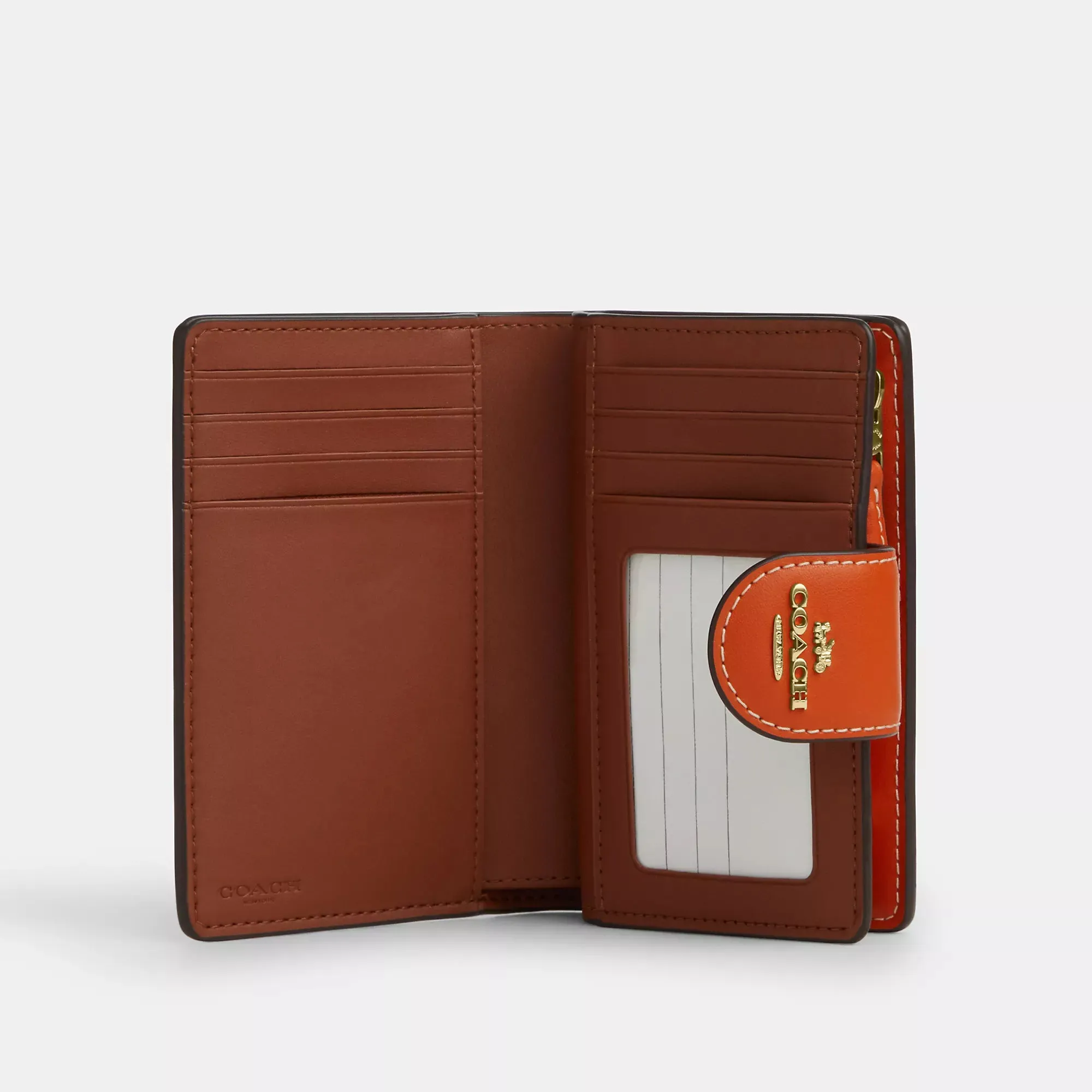 Coach Outlet Medium Corner Zip Wallet In Signature Canvas With Orange Print