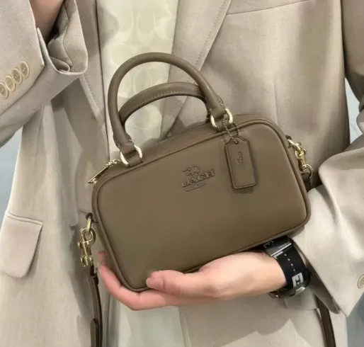 Coach  Satchel Crossbody Bag Genuine Leather Small Square Handbag