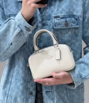 Coach  Satchel Crossbody Bag Genuine Leather Small Square Handbag