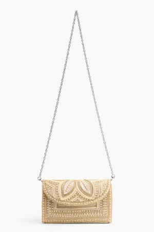 Coastal Treasure Beaded Clutch Crossbody Bag