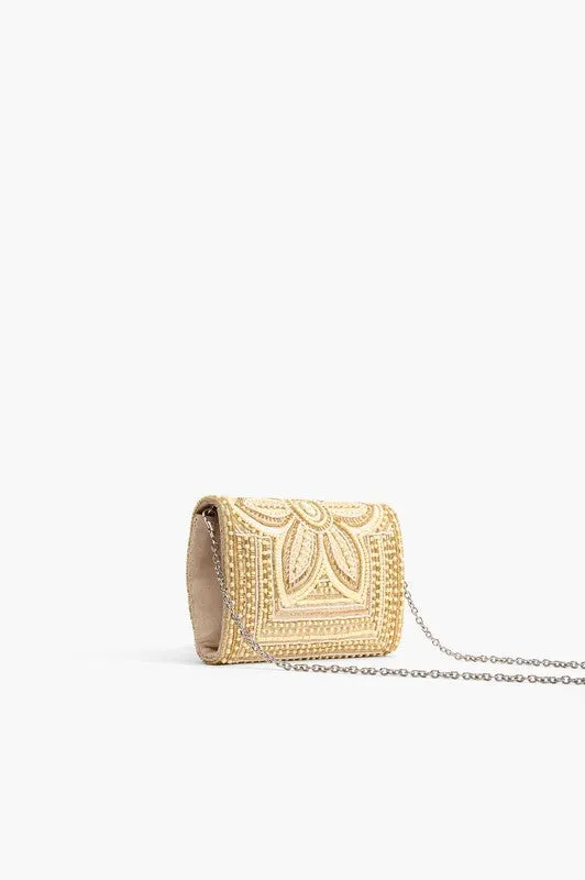 Coastal Treasure Beaded Clutch Crossbody Bag