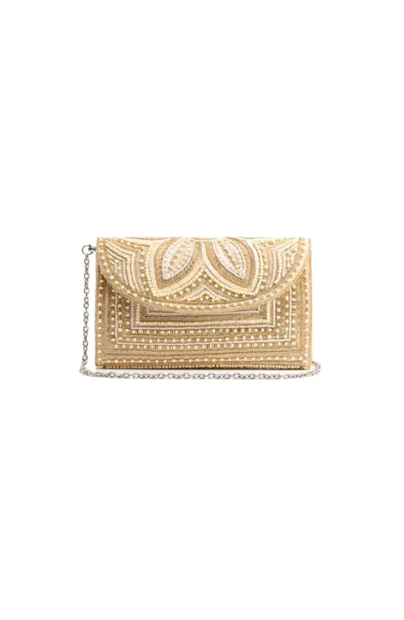 Coastal Treasure Beaded Clutch Crossbody Bag