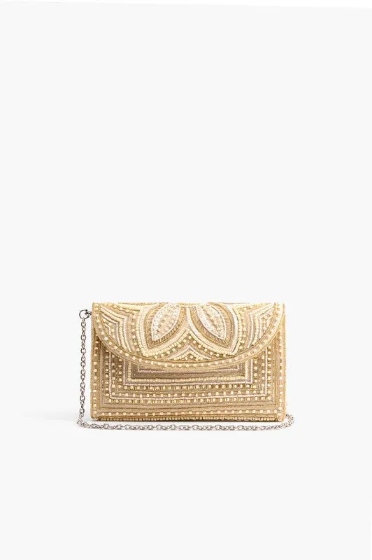 Coastal Treasure Beaded Clutch Crossbody Bag