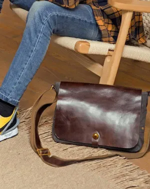 Cool Black Canvas Leather Mens Brown Courier Bag Messenger Bags Casual Postman Bags for Men
