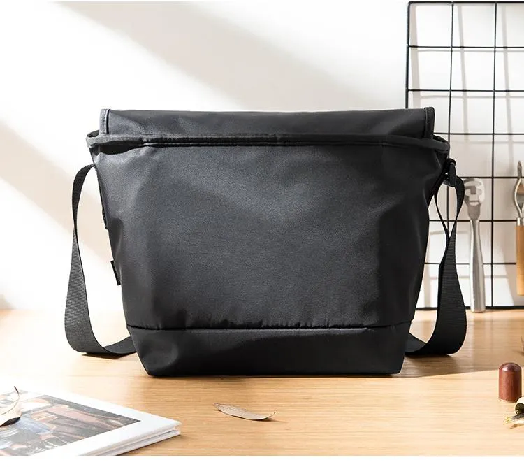 Cool Black Mens 10 inches Nylon Cloth Side Bag Black Messenger Bags Postman Bag for Men