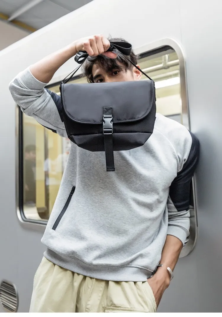 Cool Black Mens 10 inches Nylon Cloth Side Bag Black Messenger Bags Postman Bag for Men