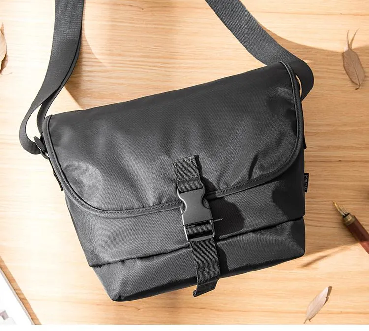 Cool Black Mens 10 inches Nylon Cloth Side Bag Black Messenger Bags Postman Bag for Men