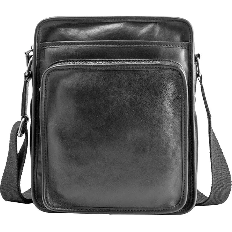 Cool Black Small Leather Mens Shoulder Bags Messengers Bag for Men