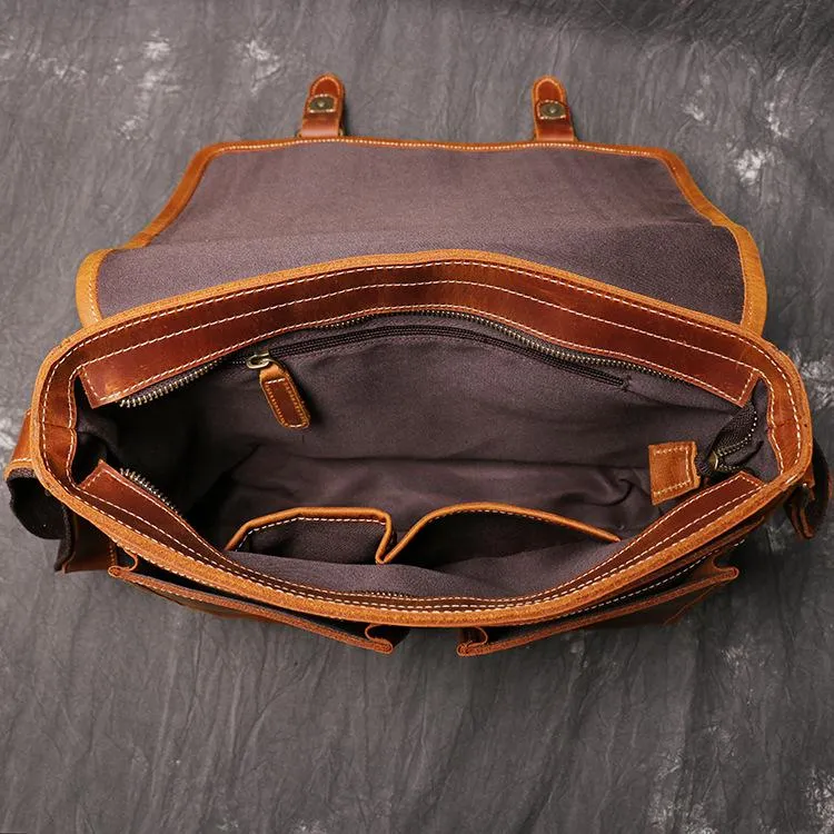 Cool Brown LEATHER MENS 12'' Side BAG COURIER BAG Brown MESSENGER BAG FOR MEN
