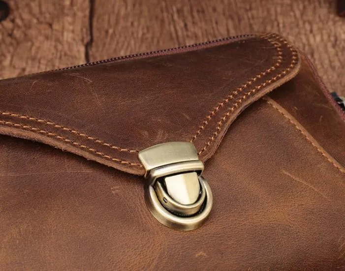 Cool Brown Mens Leather Belt Bag Belt Pouch Cell Phone Holster Waist Bags For Men