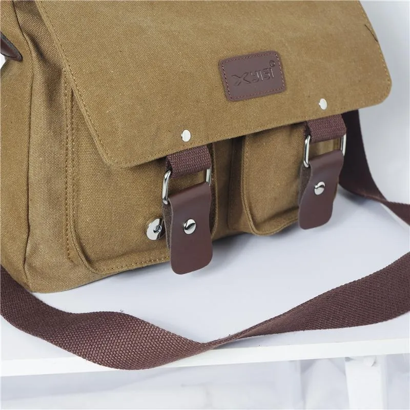 Cool Canvas Leather Mens Black Side Bag Blue Shoulder Bag Red College Bag Messenger Bag for Men