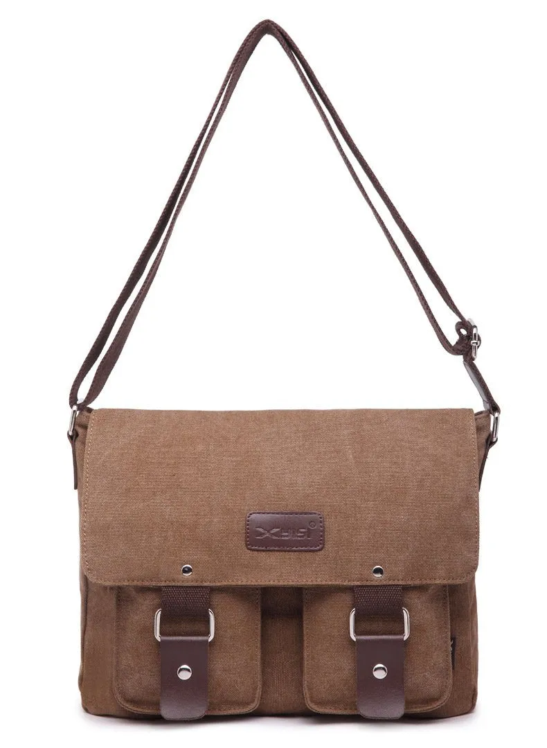 Cool Canvas Leather Mens Black Side Bag Blue Shoulder Bag Red College Bag Messenger Bag for Men
