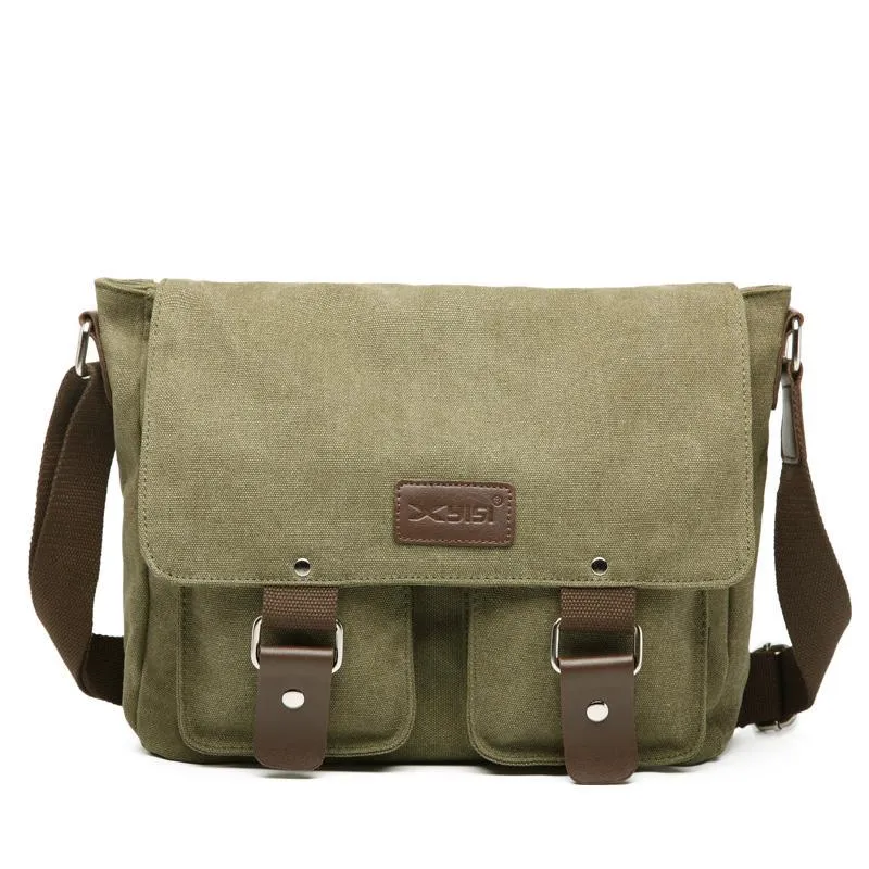 Cool Canvas Leather Mens Black Side Bag Blue Shoulder Bag Red College Bag Messenger Bag for Men
