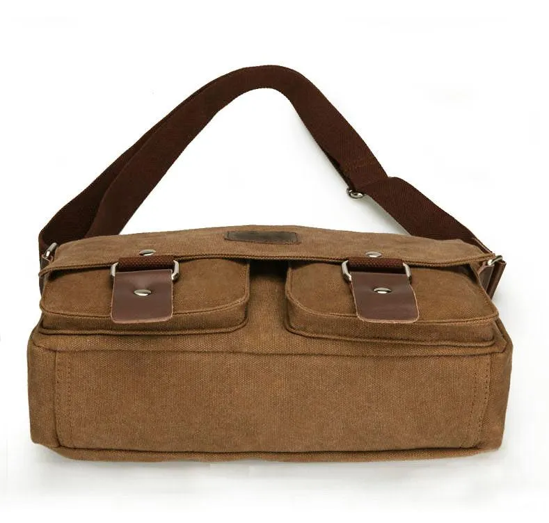 Cool Canvas Leather Mens Black Side Bag Blue Shoulder Bag Red College Bag Messenger Bag for Men