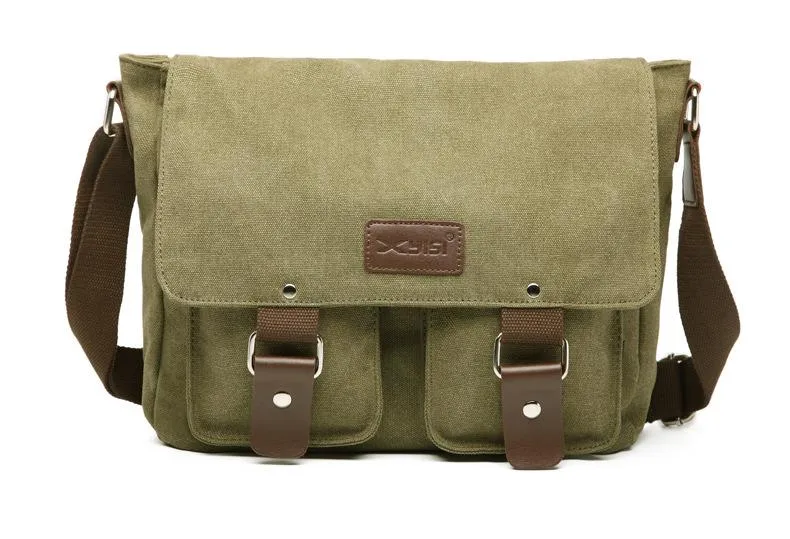 Cool Canvas Leather Mens Black Side Bag Blue Shoulder Bag Red College Bag Messenger Bag for Men