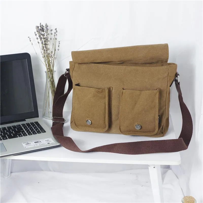 Cool Canvas Leather Mens Black Side Bag Blue Shoulder Bag Red College Bag Messenger Bag for Men