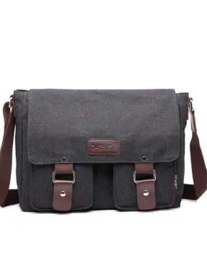 Cool Canvas Leather Mens Black Side Bag Blue Shoulder Bag Red College Bag Messenger Bag for Men