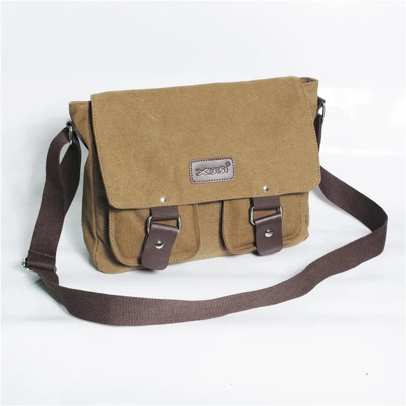 Cool Canvas Leather Mens Black Side Bag Blue Shoulder Bag Red College Bag Messenger Bag for Men