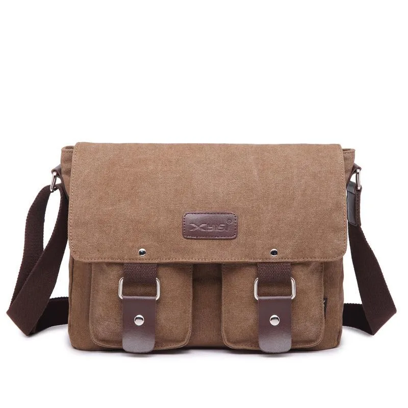 Cool Canvas Leather Mens Black Side Bag Blue Shoulder Bag Red College Bag Messenger Bag for Men