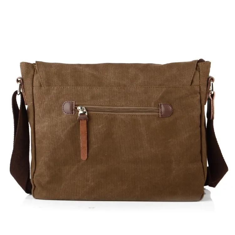 Cool Canvas Leather Mens Small Black Side Bag Messenger Bag Shoulder Bag For Men