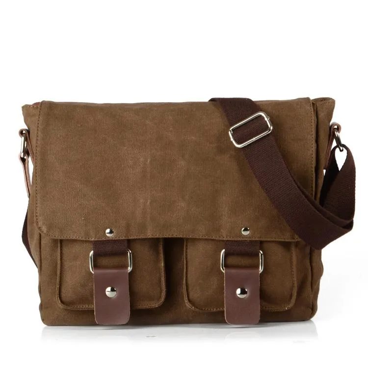 Cool Canvas Leather Mens Small Black Side Bag Messenger Bag Shoulder Bag For Men