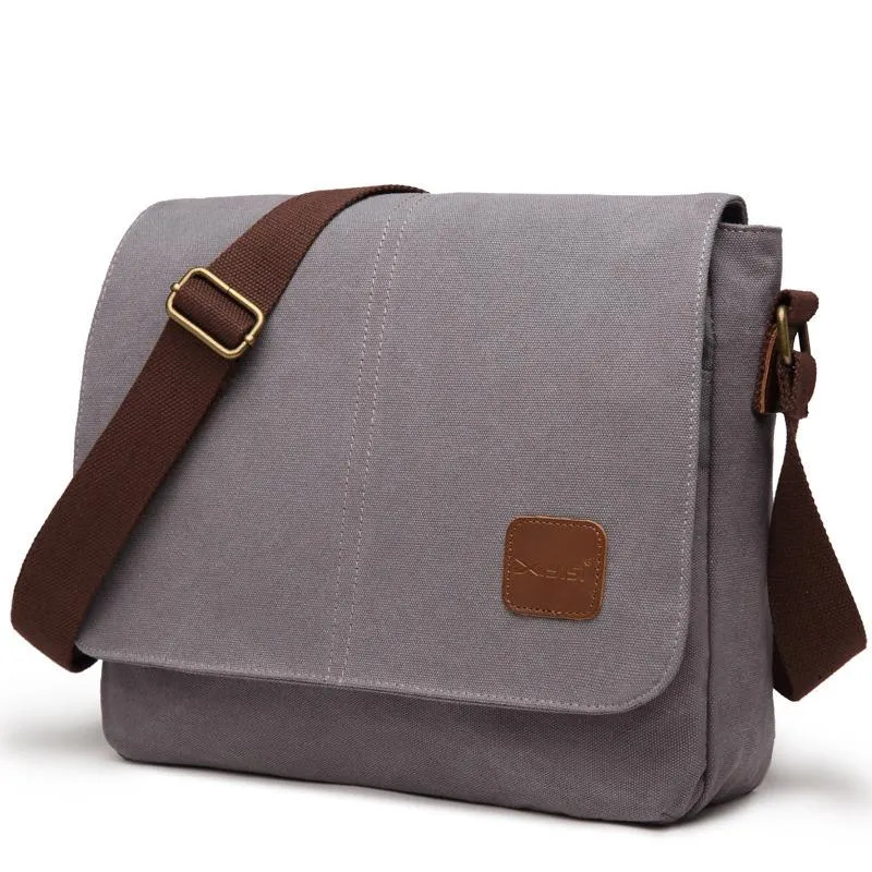 Cool Canvas Mens Side Bag Black Shoulder Bag Gray College Bag Khaki Messenger Bag for Men