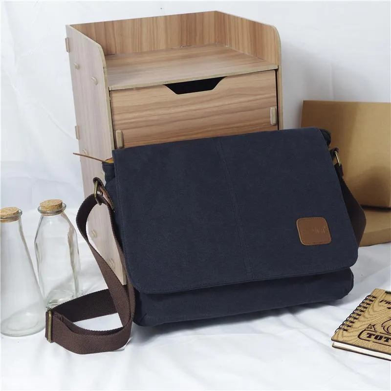 Cool Canvas Mens Side Bag Black Shoulder Bag Gray College Bag Khaki Messenger Bag for Men