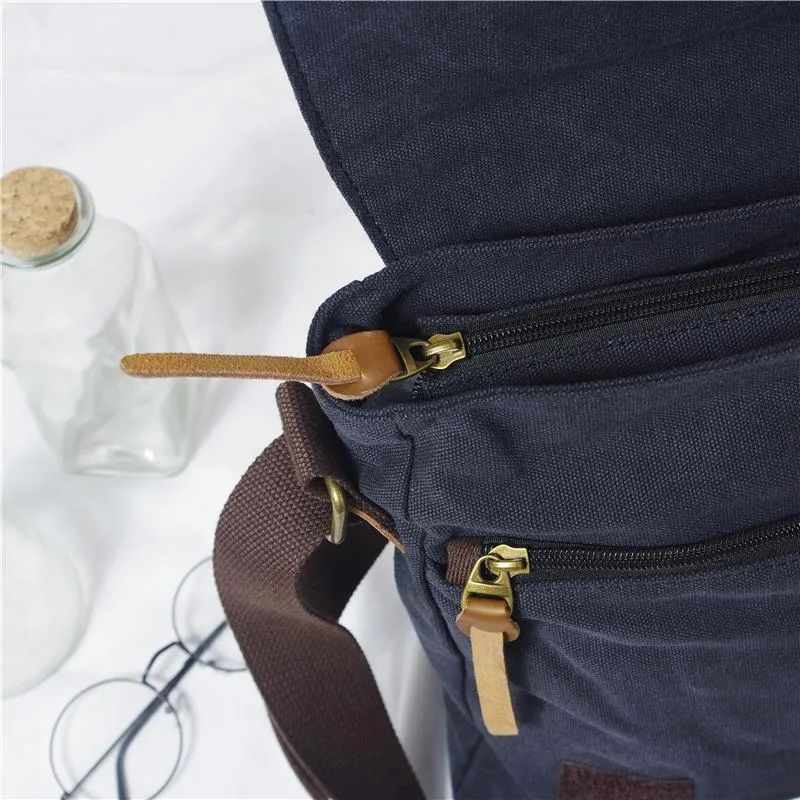 Cool Canvas Mens Side Bag Black Shoulder Bag Gray College Bag Khaki Messenger Bag for Men