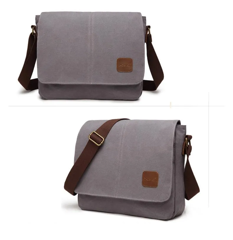 Cool Canvas Mens Side Bag Black Shoulder Bag Gray College Bag Khaki Messenger Bag for Men