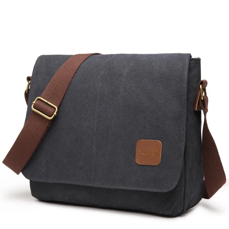 Cool Canvas Mens Side Bag Black Shoulder Bag Gray College Bag Khaki Messenger Bag for Men