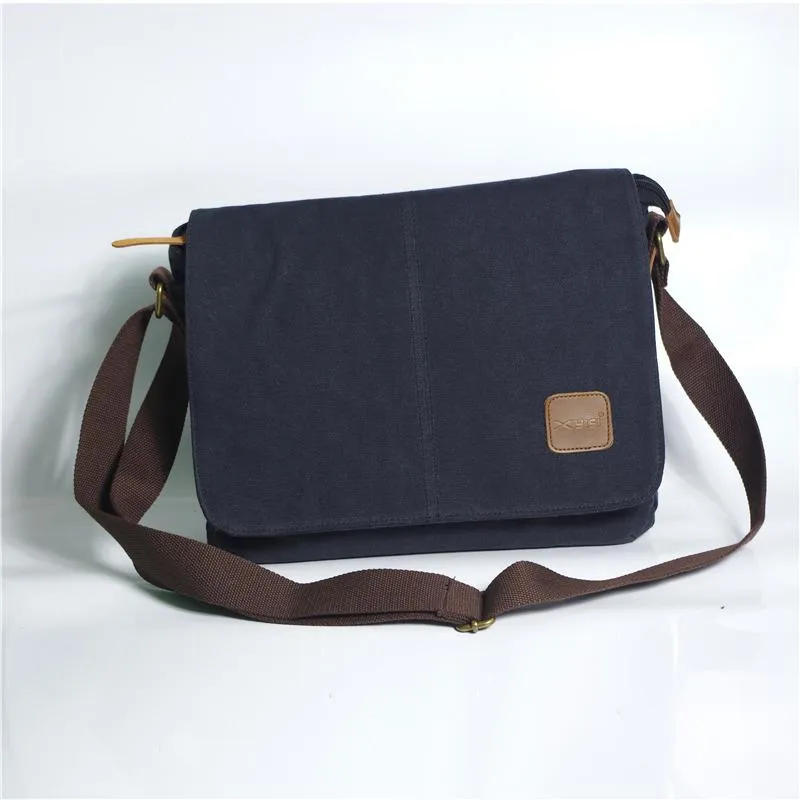 Cool Canvas Mens Side Bag Black Shoulder Bag Gray College Bag Khaki Messenger Bag for Men