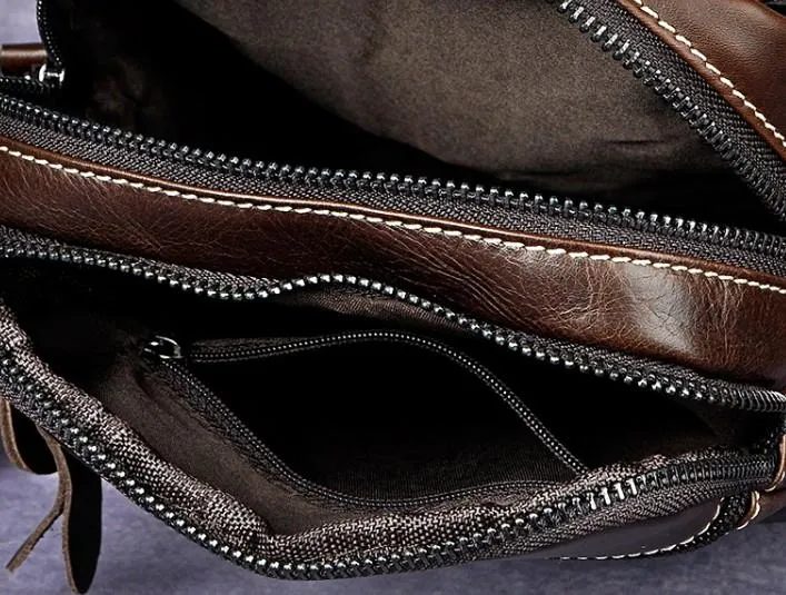 Cool Coffee Small Leather Mens Side Bag Messenger Bag Shoulder Bag for Men