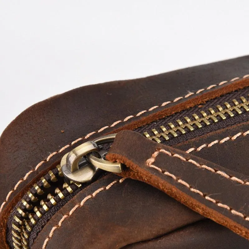 Cool Dark Brown Leather Mens Small Messenger Bags Cool Side Bag Tablet Messenger Bag for men