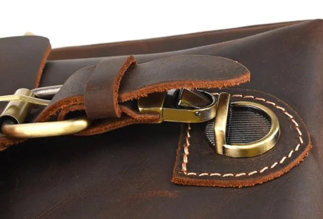 Cool Dark Brown Leather Mens Small Messenger Bags Cool Side Bag Tablet Messenger Bag for men