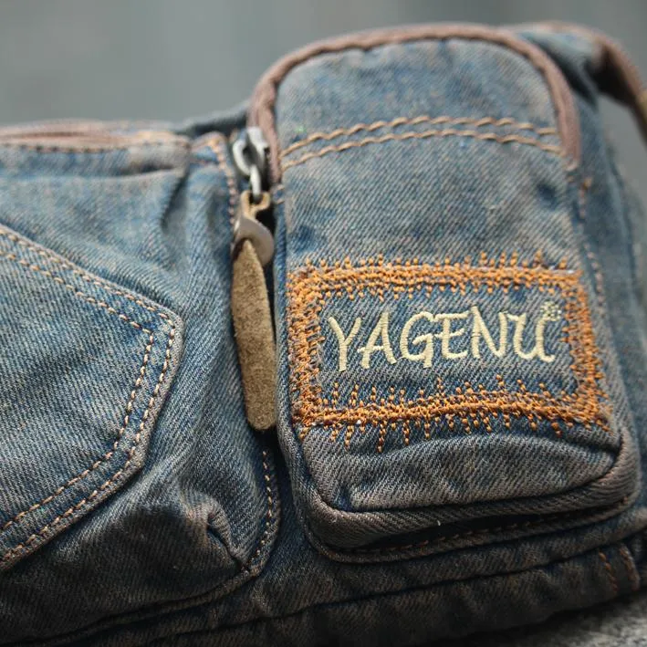 Cool Denim Blue Mens Small Fanny Pack Waist Bag Blue Chest Bag Hip Bag Bum Bags For Men