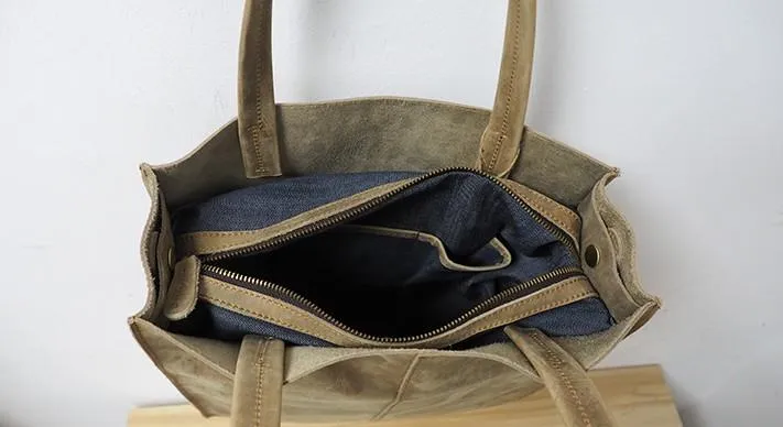 Cool Handmade Leather Mens Tote Bag Cool Messenger Tote Bag Handbag for men