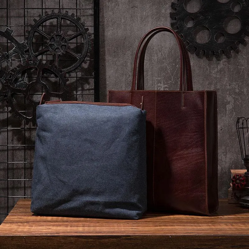 Cool Handmade Leather Mens Tote Bag Cool Messenger Tote Bag Handbag for men