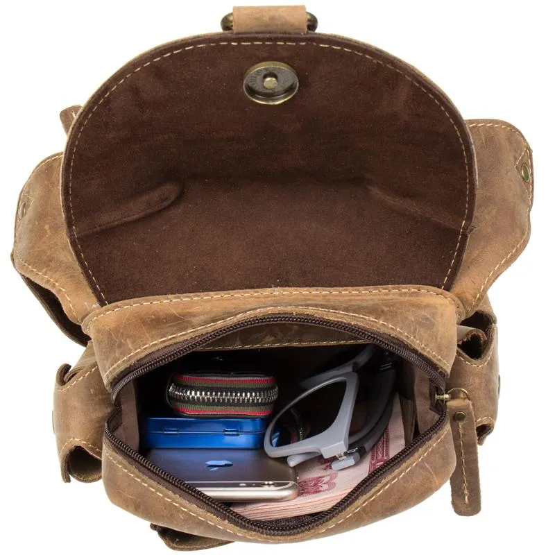 Cool Leather Belt Pouch Mens Waist Bag Camel Drop Leg Tools Bag BUMBAG for Men