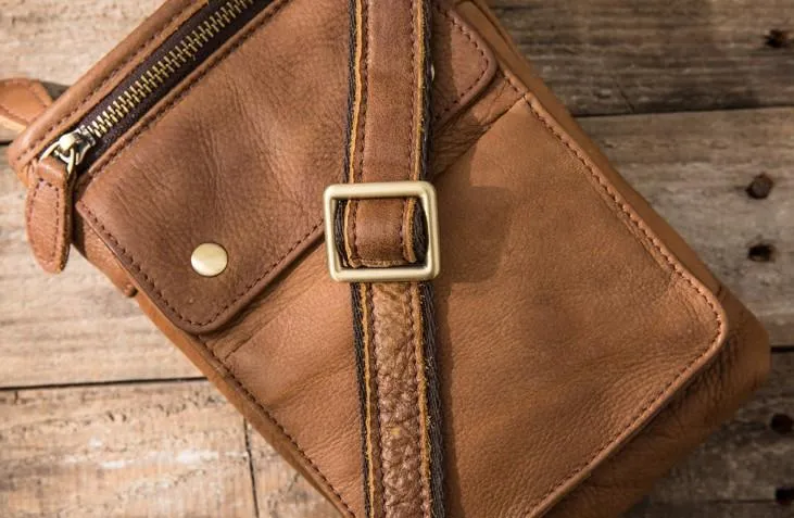 Cool Leather Belt Pouches Mens Waist Bag Shoulder Bag for Men