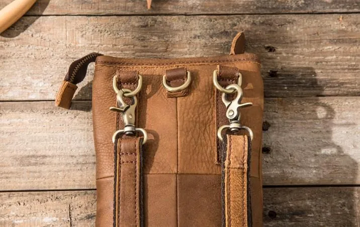 Cool Leather Belt Pouches Mens Waist Bag Shoulder Bag for Men