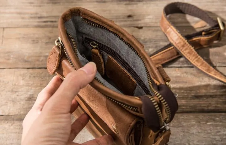 Cool Leather Belt Pouches Mens Waist Bag Shoulder Bag for Men