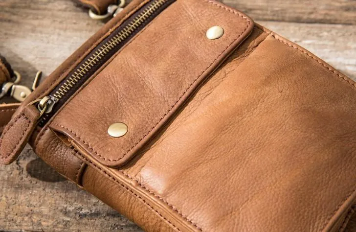 Cool Leather Belt Pouches Mens Waist Bag Shoulder Bag for Men