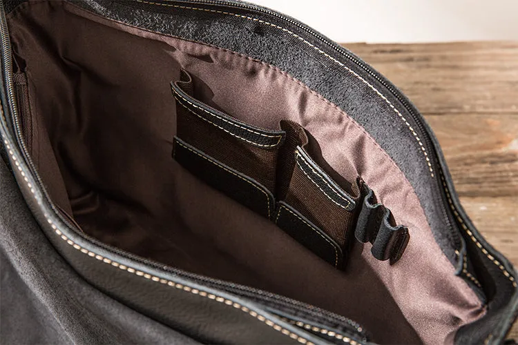 Cool Leather Black Mens Side Bag Messenger Bags Vintage Courier Bag for Men
