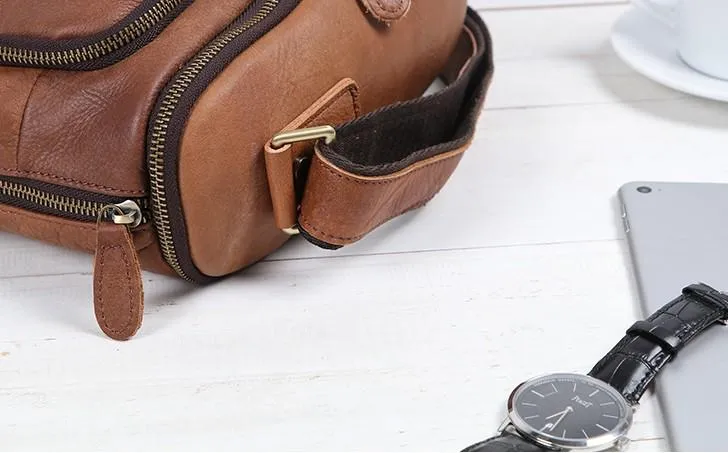 Cool Leather Brown Mens Messenger Bags Vintage Shoulder Bag  for Men