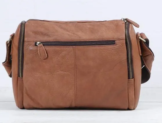 Cool Leather Brown Mens Messenger Bags Vintage Shoulder Bag  for Men
